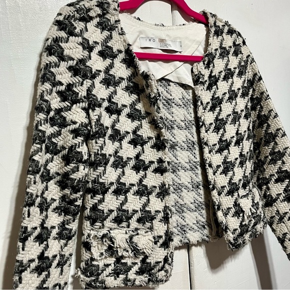 IRO Hope Houndstooth Jacket in Black/White, Sz 34 - Picture 6 of 15